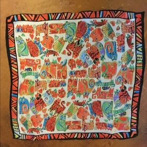 🤩NEW🤩 5⭐️ 100% SILK Laurel Burch design Scarf